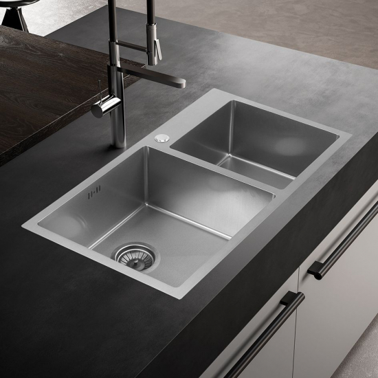 Мойка для кухни MELANA ProfLine S7843H 780х430x3 мм двухчашевая, сатин