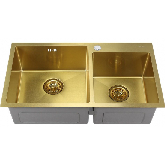 Мойка для кухни MELANA ProfLine S7843HG 780х430x3 мм двухчашевая, золото