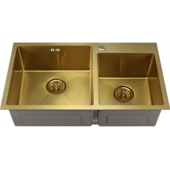 Мойка для кухни MELANA ProfLine S8045HG 800х450x3 мм двухчашевая, золото