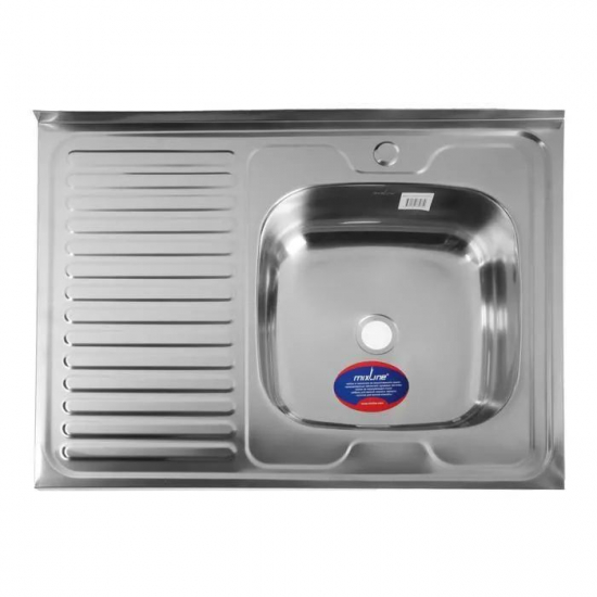 Мойка для кухни MIXLINE 800х600x0,4 мм накладная правая, нержавеющая сталь
