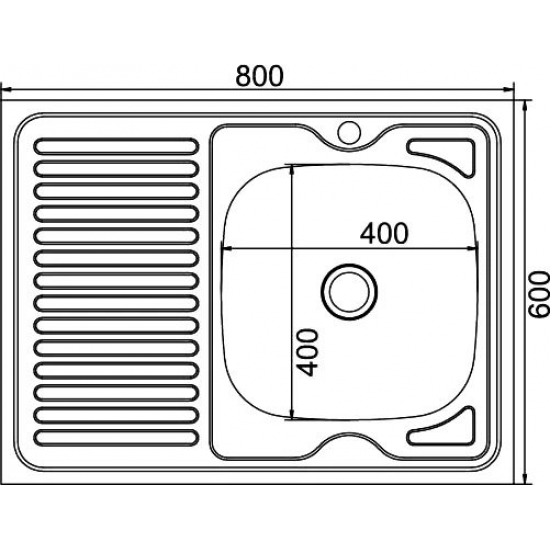 Мойка для кухни MIXLINE 800х600x0,4 мм накладная правая, нержавеющая сталь