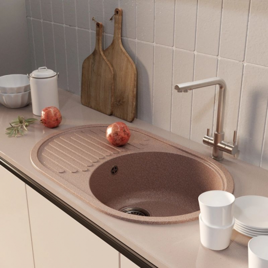 Мойка для кухни MIXLINE ML-GM16 чаша+крыло 730х460 мм, терракот