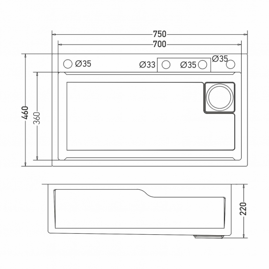 Мойка для кухни MIXLINE PRO 750х460x3 мм настольная с дозатором, смесителем, омывателем, графит