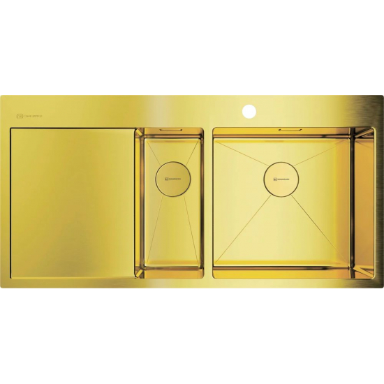 Мойка для кухни OMOIKIRI Akisame 100-2-R LG двухчашевая 1000х510x1,2 мм, правая, золото