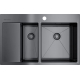 Мойка для кухни OMOIKIRI Akisame 78-2-R GM двухчашевая 780х510x1,2 мм, правая, воронёная сталь