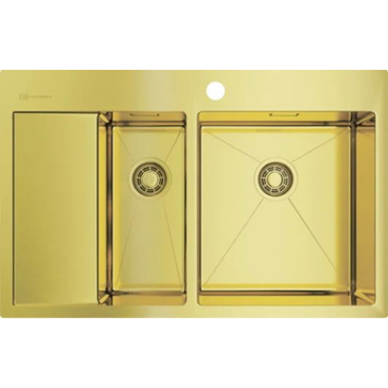 Мойка для кухни OMOIKIRI Akisame 78-2-R LG двухчашевая 780х510x1,2 мм, правая, золото