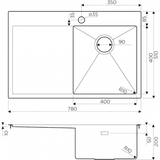 Мойка для кухни OMOIKIRI Akisame 78-R LG 780х510x1,2 мм, правая, золото