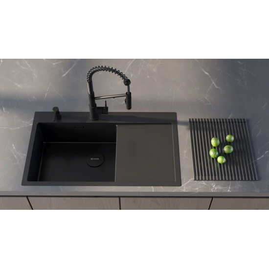 Мойка для кухни OMOIKIRI Akisame 86 Side-L GB 860х510x1,2 мм, левая, графит