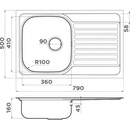 Мойка для кухни OMOIKIRI Kashiogawa 79 IN 790х500x0,7 мм