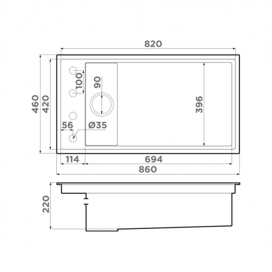 Мойка для кухни OMOIKIRI Kinaru Pro 86-U/I 860х460 мм керамика, белый