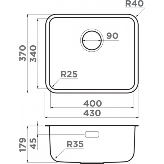 Мойка для кухни OMOIKIRI Omi 43-U/I Ultra Mini IN 430х370x0,8 мм