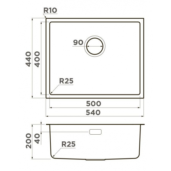 Мойка для кухни OMOIKIRI Tadzava 54-U/I IN 540х440x0,8 мм