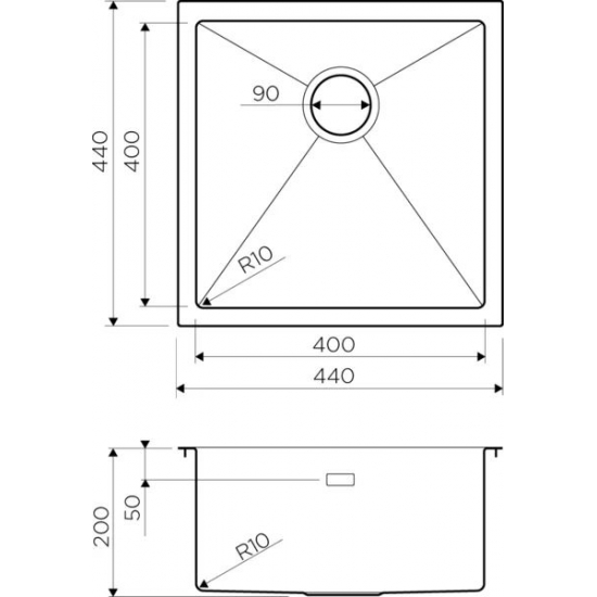 Мойка для кухни OMOIKIRI Taki 44-U/IF GB 440х440x1,2 мм, графит