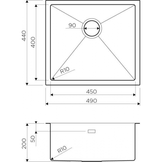 Мойка для кухни OMOIKIRI Taki 49-U/IF GB 490х440x1,2 мм, графит