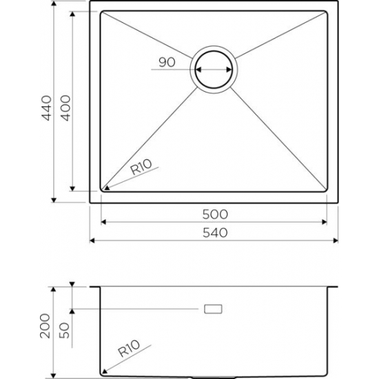 Мойка для кухни OMOIKIRI Taki 54-U/IF IN 540х440x1,2 мм