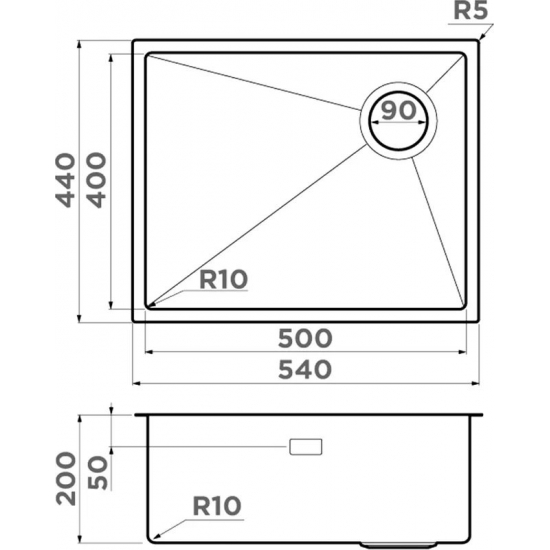 Мойка для кухни OMOIKIRI Taki 54-U/IF Side SF GB 540х440x1,2 мм, графит