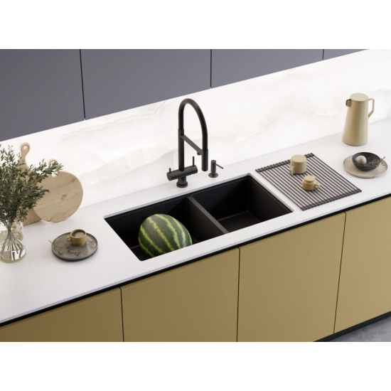 Мойка для кухни OMOIKIRI Taki 85-2-LB-U/IF Side GB двухчашевая 850х440x1,2 мм, графит