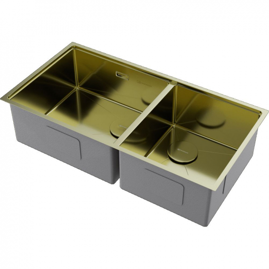 Мойка для кухни OMOIKIRI Taki 85-2-LB-U/IF Side LG двухчашевая 850х440x1,2 мм, золото