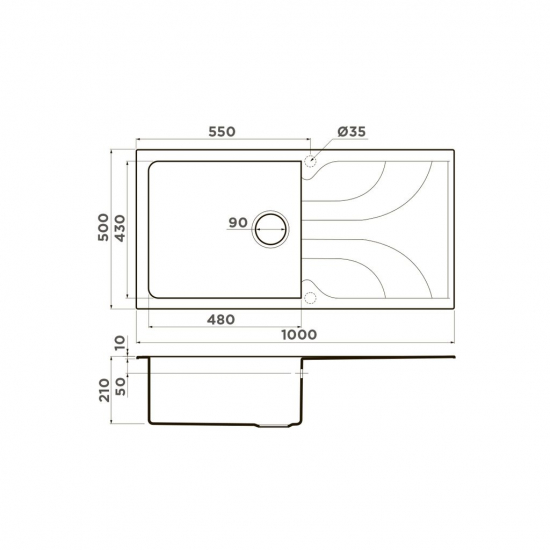 Мойка для кухни OMOIKIRI Yasugata 100 чаша+крыло 1000х500 мм, тёмный шоколад
