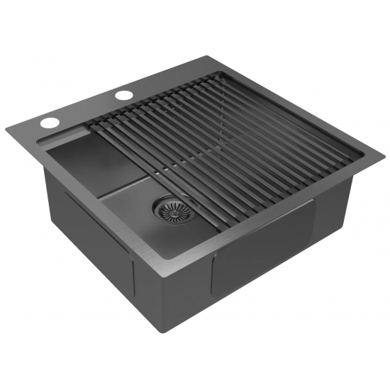 Мойка для кухни PAULMARK Kroner-Pro 51 510х510x1,2 мм, воронёная сталь