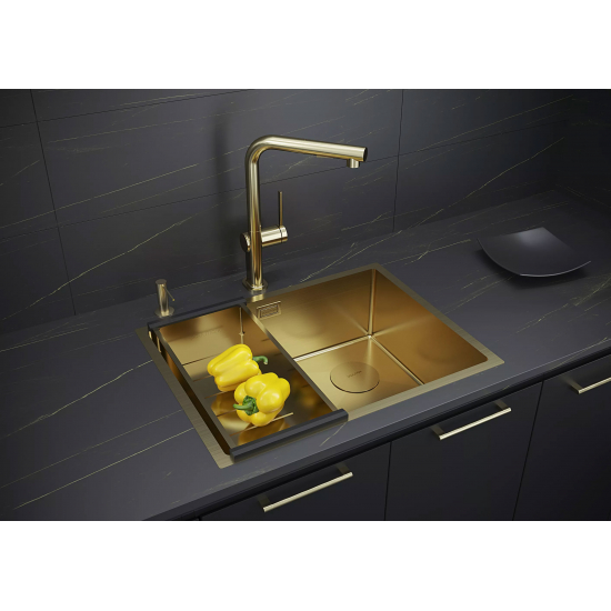 Мойка для кухни PAULMARK Next-Skew 58 UNI 580х440x1,2 мм, золото