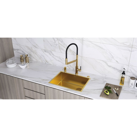 Мойка для кухни PAULMARK Next-Skew 58 UNI 580х440x1,2 мм, золото