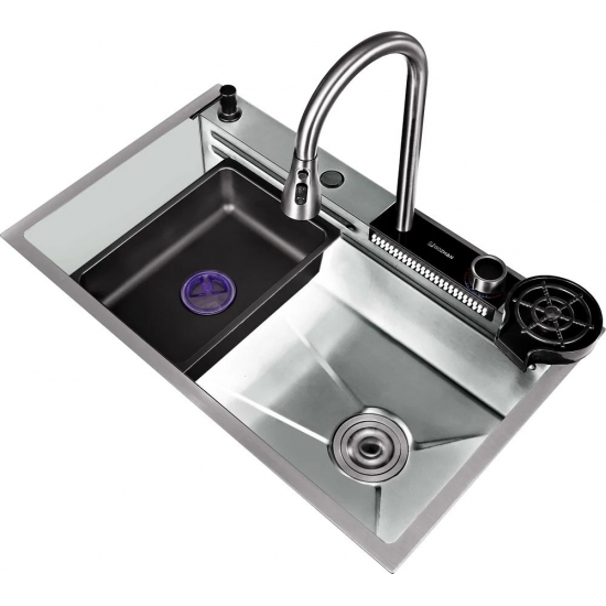Мойка для кухни ПРОФСАН PSM-9944S 750х458x0,8 мм с дозатором, смесителем, омывателем