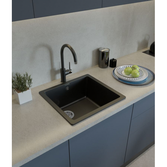 Мойка для кухни RIVELATO Berkana 45 485х455 мм кварцевая, antracite