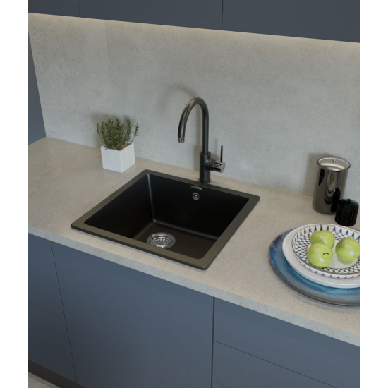 Мойка для кухни RIVELATO Berkana 45 485х455 мм кварцевая, antracite