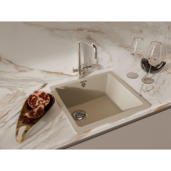 Мойка для кухни RIVELATO Berkana 45 485х455 мм кварцевая, beige scuro