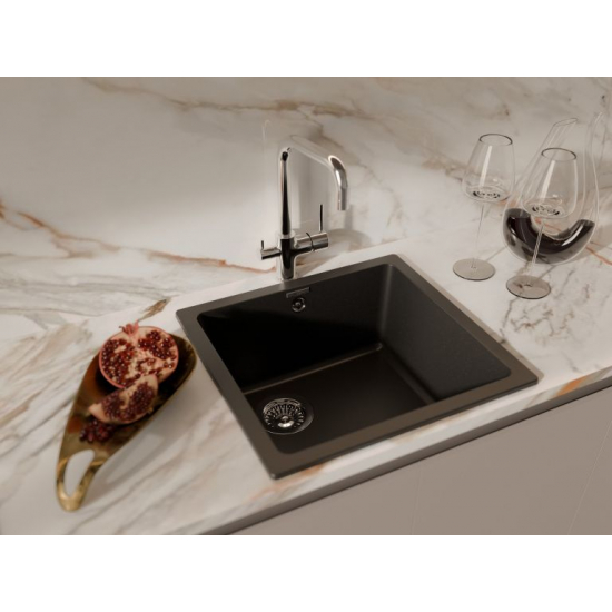 Мойка для кухни RIVELATO Berkana 45 485х455 мм кварцевая, nero