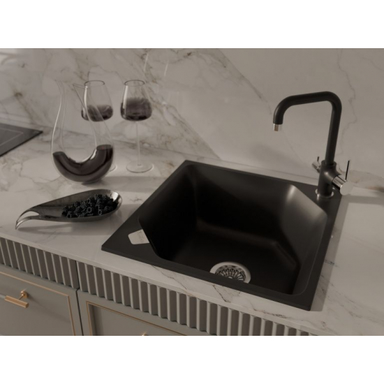 Мойка для кухни RIVELATO Locus 50 500х500 мм кварцевая, antracite