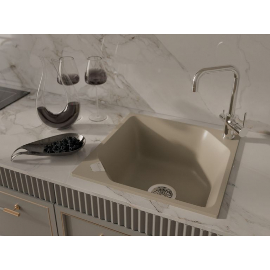 Мойка для кухни RIVELATO Locus 50 500х500 мм кварцевая, beige scuro