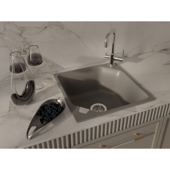 Мойка для кухни RIVELATO Locus 50 500х500 мм кварцевая, grigio metallizzat