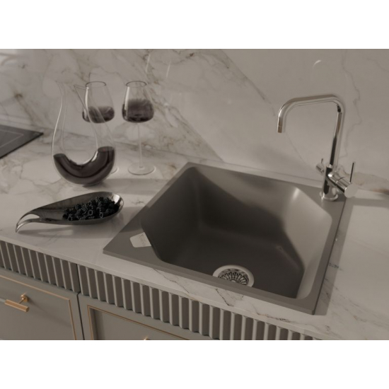 Мойка для кухни RIVELATO Locus 50 500х500 мм кварцевая, grigio metallizzat