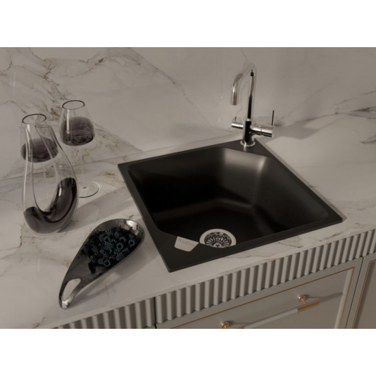 Мойка для кухни RIVELATO Locus 50 500х500 мм кварцевая, nero