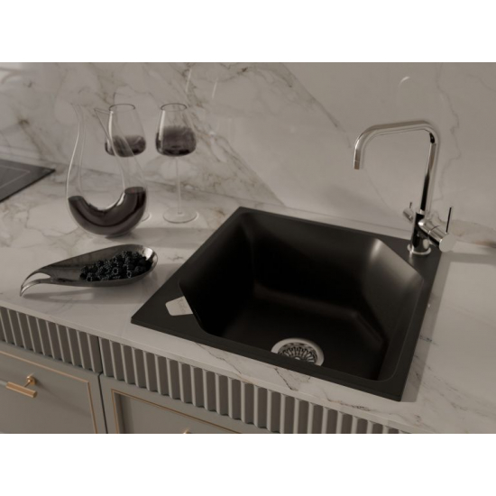 Мойка для кухни RIVELATO Locus 50 500х500 мм кварцевая, nero