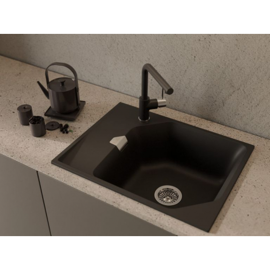 Мойка для кухни RIVELATO Locus 65 с крылом 650х500 мм кварцевая, antracite