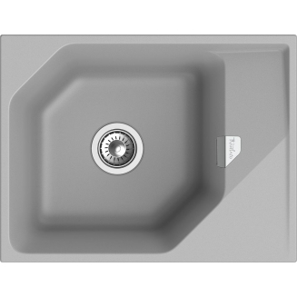 Мойка для кухни RIVELATO Locus 65 с крылом 650х500 мм кварцевая, grigio metallizzato