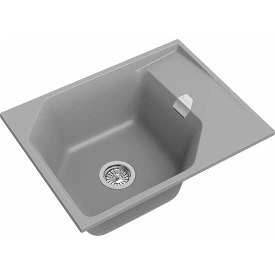 Мойка для кухни RIVELATO Locus 65 с крылом 650х500 мм кварцевая, grigio metallizzato