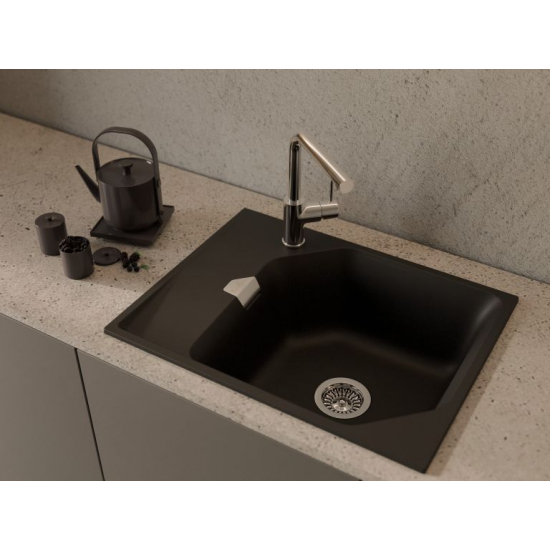 Мойка для кухни RIVELATO Locus 65 с крылом 650х500 мм кварцевая, nero