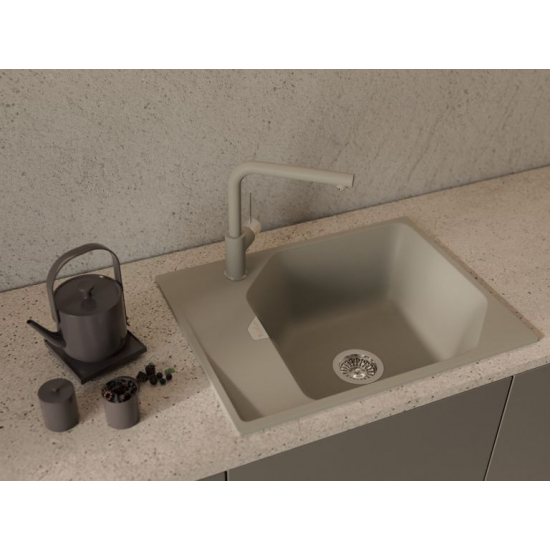 Мойка для кухни RIVELATO Locus 65 с крылом 650х500 мм кварцевая, topazio