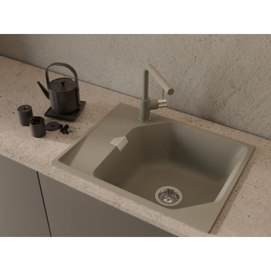 Мойка для кухни RIVELATO Locus 65 с крылом 650х500 мм кварцевая, topazio