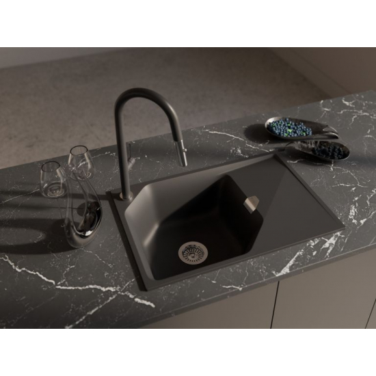Мойка для кухни RIVELATO Locus 75 с крылом 750х500 мм кварцевая, antracite