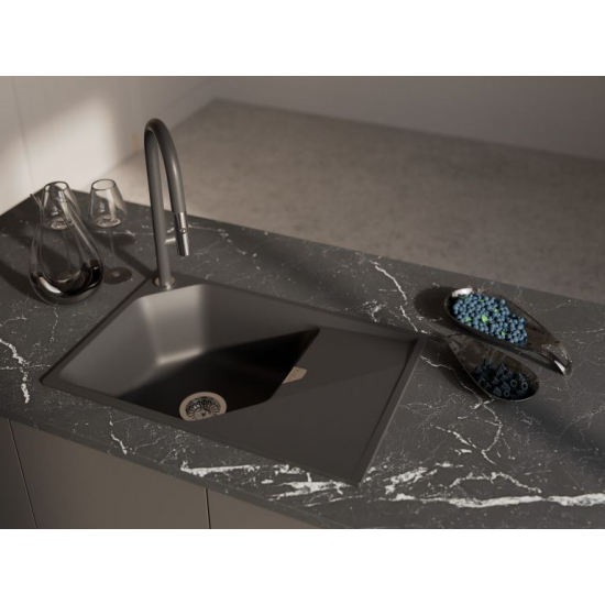 Мойка для кухни RIVELATO Locus 75 с крылом 750х500 мм кварцевая, antracite