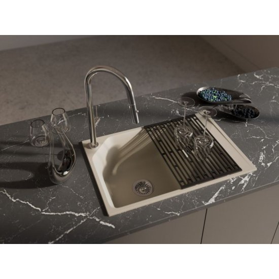Мойка для кухни RIVELATO Locus 75 с крылом 750х500 мм кварцевая, beige scuro