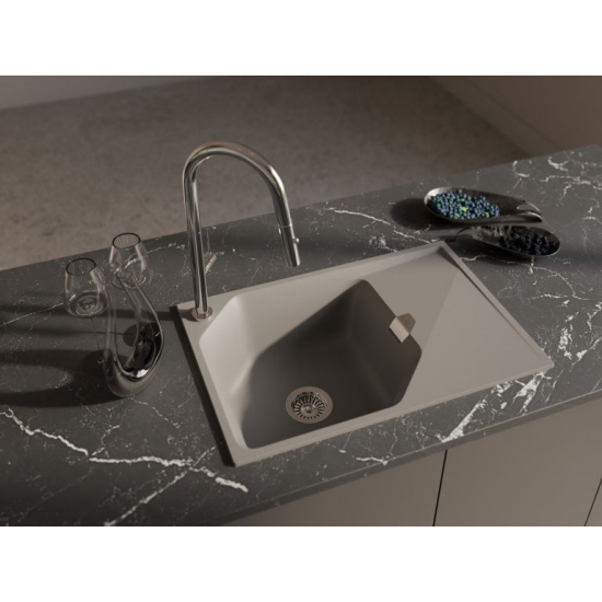 Мойка для кухни RIVELATO Locus 75 с крылом 750х500 мм кварцевая, grigio metallizzat