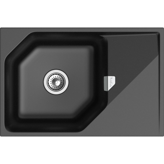 Мойка для кухни RIVELATO Locus 75 с крылом 750х500 мм кварцевая, nero
