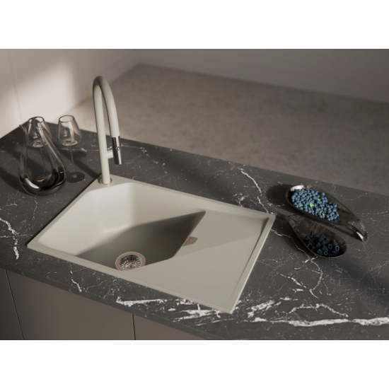 Мойка для кухни RIVELATO Locus 75 с крылом 750х500 мм кварцевая, topazio