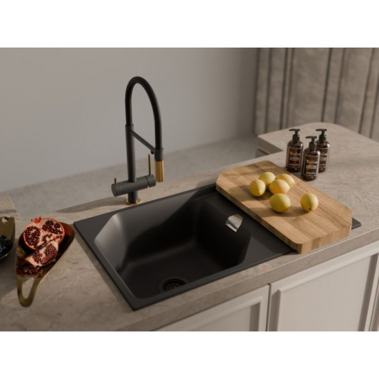 Мойка для кухни RIVELATO Locus 85 с крылом 850х500 мм кварцевая, antracite